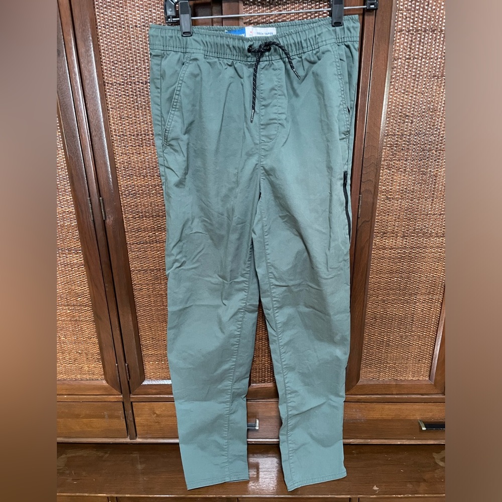 Built-In Flex Tapered Tech Pants for Boys - Pine green size 14-16